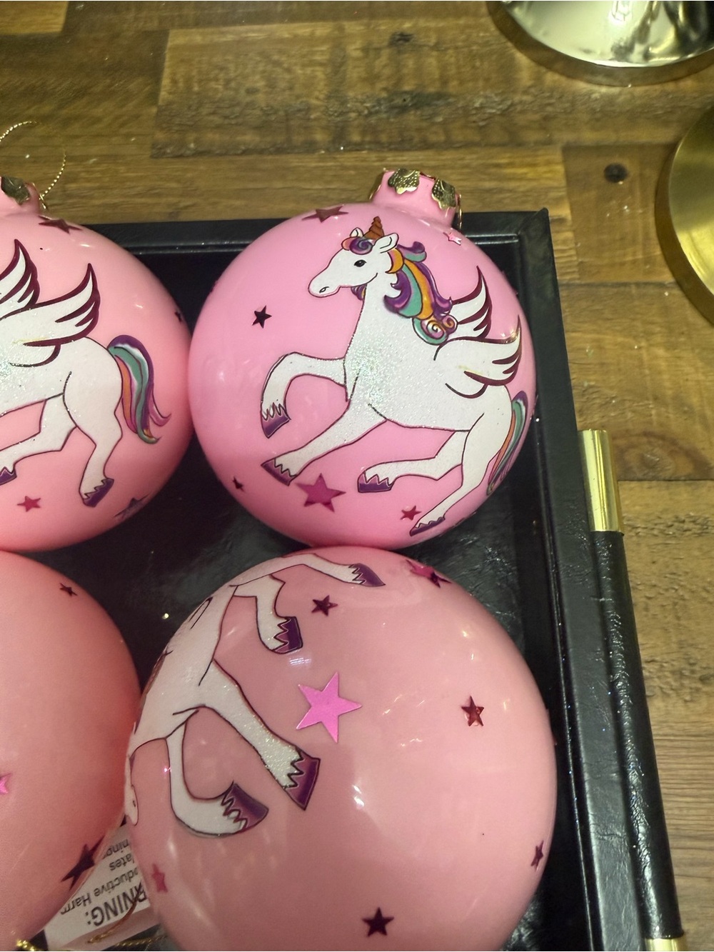 Pink Unicorn Holiday Ornament Set